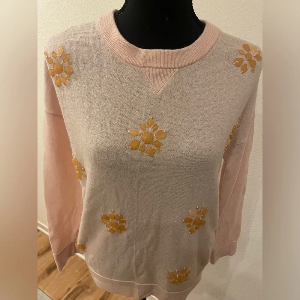 Kate Space Slouchy Embellished Sweater in Blush - Size XS
